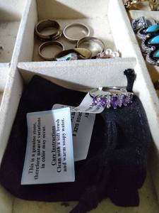 Jewelry Box with Collection of Rings, Necklaces, and Earrings