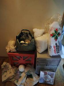 Collection of Sewing and Craft Supplies and Storage