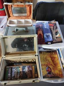 Collection of Vintage Suitcases and Maps