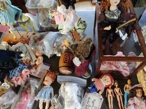 Collection of Dolls and Doll Cradle