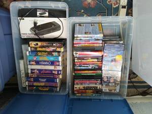 Collection of DVDs and VHS Tapes