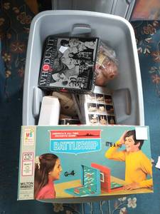 Bin Filled with Games, Crafts, and More