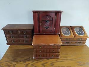 Four Wood Jewelry Boxes