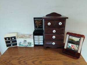Collection of Five Jewelry or Make-Up Boxes
