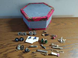Collection of Vintage Tie Clips, Cufflinks, & Button Covers