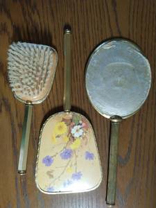 Two Vintage Mirrors and Brush