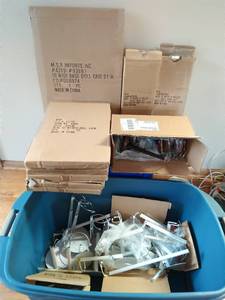 Huge Bin filled with Doll Cases and Stands