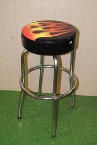 lot 5 image: Padded Shop Stool - Flame Seat