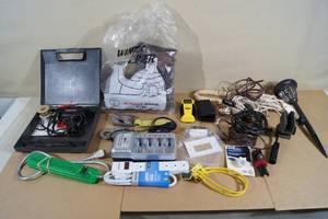 lot 50 image: Assorted Items - Solder Iron, Power Strips, Extension Cords