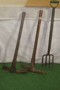 lot 46 image: Yard Tools - Pitchfork, Pick Axes