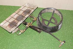 lot 58 image: Mr Heater Triple Sunflower Propane Heater with Tank Base