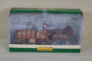 lot 124 image: Lemax Horse Drawn Brewing Cart Christmas Village Accessory