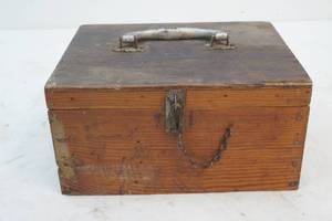 lot 143 image: wood tool case,power craft drill,bit set