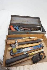 lot 221 image: tool box and hammer handles