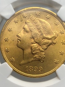 1899 U.S. $20 Liberty Head Double Eagle Gold Coin - MS62