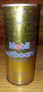 lot 15 image: Mobil Pegasus Outboard Motor Oil.