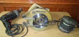 lot 36 image: 110v Drill. Rotary Saw, And Sander.