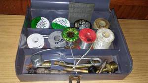 lot 37 image: Toolbox Of Flux, Solder, And Torch Tips.