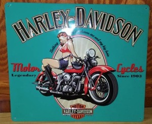 lot 49 image: Vintage Look Harley Davidson Metal Sign.