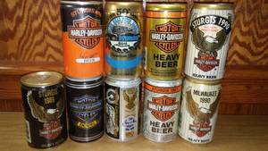 lot 52 image: Harley Davidson Sturgis Beer Cans. (9)