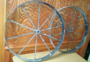 lot 74 image: Pair Of Steel Spoke Wagon Wheels