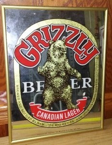 lot 107 image: Grizzly Beer Canadian Lager Mirrored Artwork Advertising