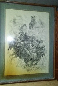 lot 189 image: Bill ONeill Trapper Hunter Pencil Drawing