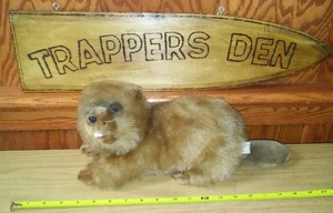 lot 199 image: Trappers Den Wood Sign and Beaver