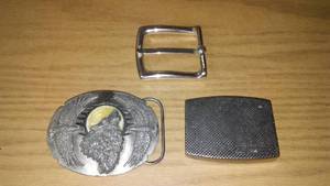 lot 255 image: 3 Metal belt buckles.
