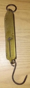 lot 268 image: Antique Brass scale- Hanging. See pics.