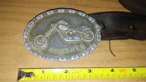 lot 270 image: Chopper metal belt buckle and 52 belt.
