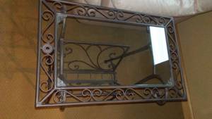 lot 132A image: Glass top metal table Great Look.