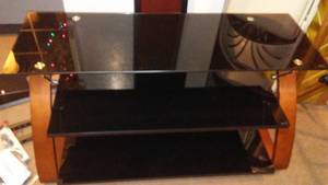 lot 755 image: Z-Line Designs Glass Entertainment Center.