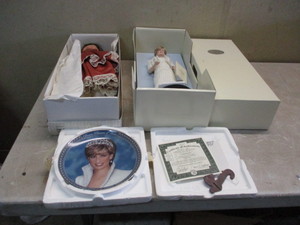 Princess Diana Doll and Plate plus another antique doll