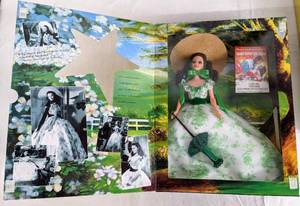 lot 2 image: Gone with The Wind  2 Barbies as Scarlett, Ken as Rhett, Backdrop and More - Hollywood Legends