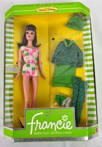 lot 79 image: Lot of 2 Barbies 30th Anniversary Francie & Ribbons and Roses (New in Box).