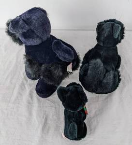 lot 19 image: 3 Vintage Black Scottish Terrier Plush Dogs - Stuffed Commonwealth, Russ Berrie Kiltie
