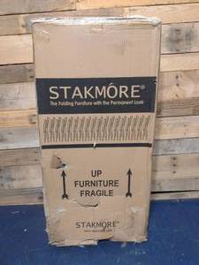 lot 26 image: Stakmore Solid Wood Upholstered Folding Chair, Espresso, 2-Pack