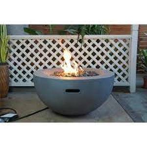 lot 3 image: Grove Park 36 in. x 18 in. Round Concrete Propane Gas Fire Pit