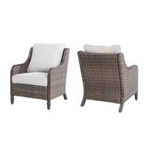 lot 6 image: Hampton Bay Windsor Brown Wicker Outdoor Patio Lounge Chair with bare Cushions (2-Pack)