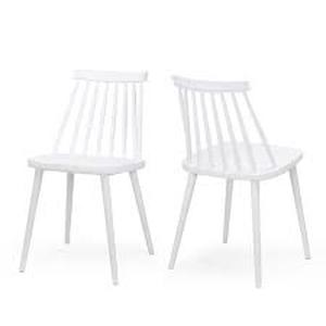 lot 14 image: Dunsmuir White Farmhouse Spindle-Back Dining Chair (Set of 2)