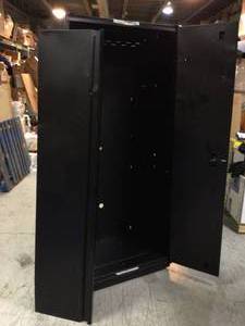 Heavy Duty Welded 20-Gauge Steel Freestanding Garage Cabinet in Black (36 in. W x 81 in. H x 24 in. D) by Husky For Parts  Customer Returns See Pictures