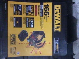 lot 20 image: DEWALT 12-Volt MAX Lithium-Ion 100 ft. Red Self-Leveling 5-Spot & Cross Line Laser Level with (4) AA Batteries & TSTAK Case