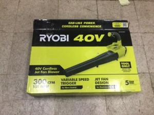 lot 22 image: RYOBI 40V 155 MPH 300 CFM Cordless Battery Jet Fan Leaf Blower (Tool Only)