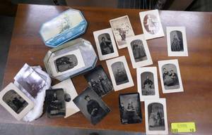 Antique Box of Tin type photos - very good condition