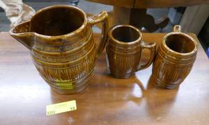Red Wing Ceramic pitcher and 2 mugs, like new