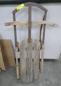 Vintage wood and steel snow sled