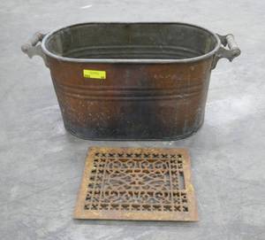 Nice copper wash tub and a grate
