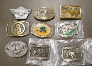 Group of Belt Buckles 3 are Pewter, 2 Farmall limited edition
