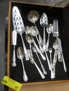 Wood case with serving utensils - National Silver Co